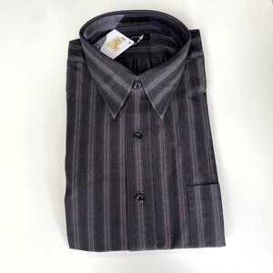 NWT - Cambridge Classics Grey Pinstripe Long Sleeve Point Collar